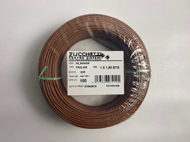 Auf diesem Bild ist das verzinnte Begrenzungskabel für Mähroboter in einer 100-Meter-Rolle speziell für TECHline-Roboter deutlich zu erkennen.